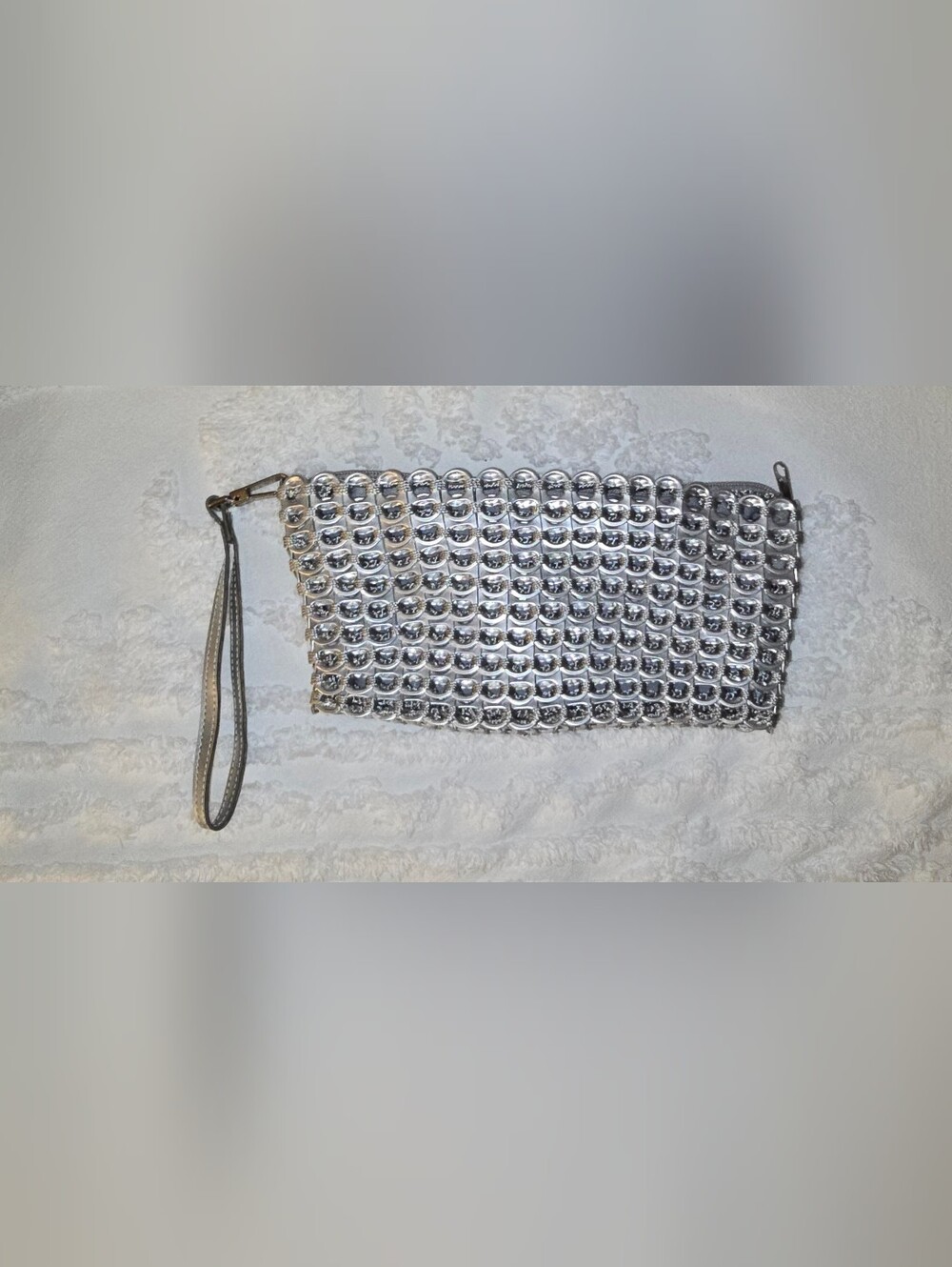 Silver Crystal Mesh Evening Clutch - Unbranded